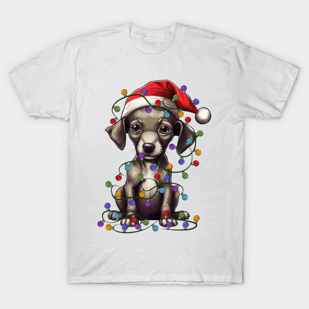 Christmas Puppy T-Shirt by Chromatic Fusion Studio